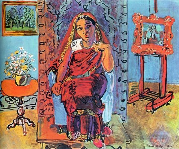Interieur mit indischer Frau 1930 Ölgemälde